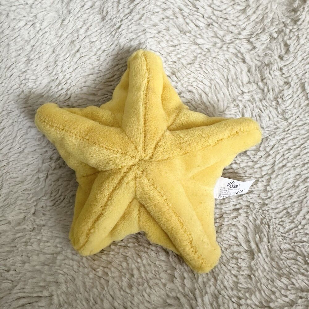 Russ Berrie Yellow Starfish Ocean Creature Plush 5” Stuffed Toy Vintage